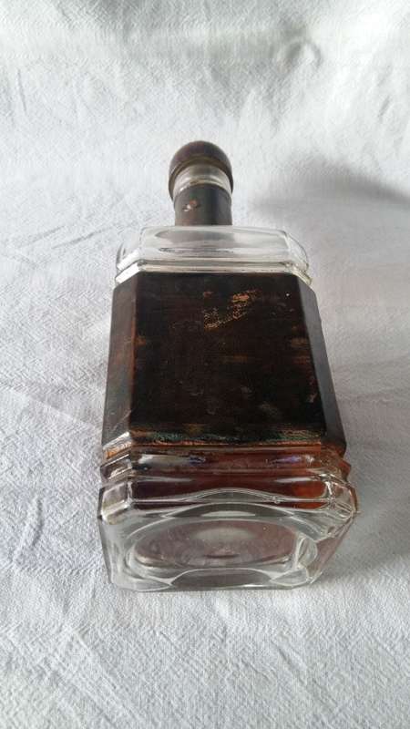 Leather wrapped vintage glass Decanter